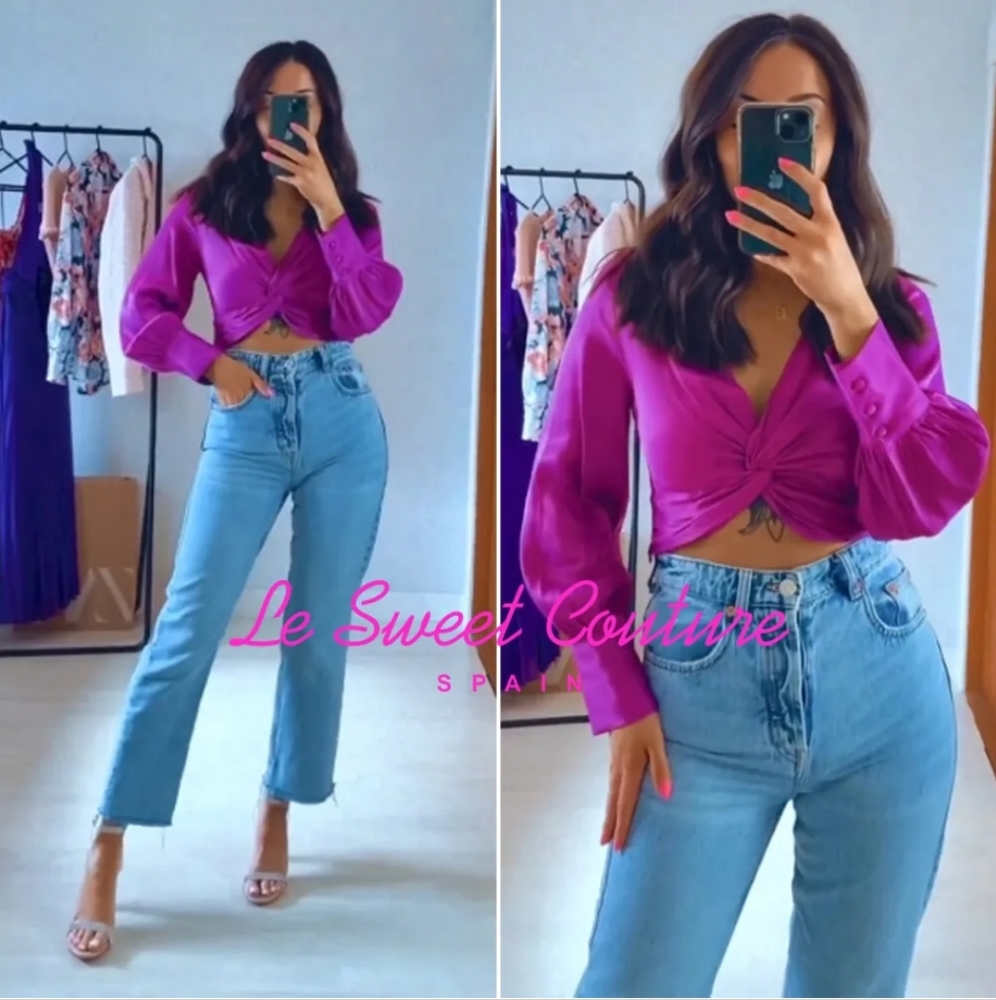 KNOTTED SATIN EFFECT TOP SIZE S - Picture 3 of 6